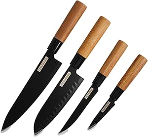 4Pcs Japanese Zillinger Knife Set – High Carbon Stainless Steel Kitchen Knives with Ergonomic Handles