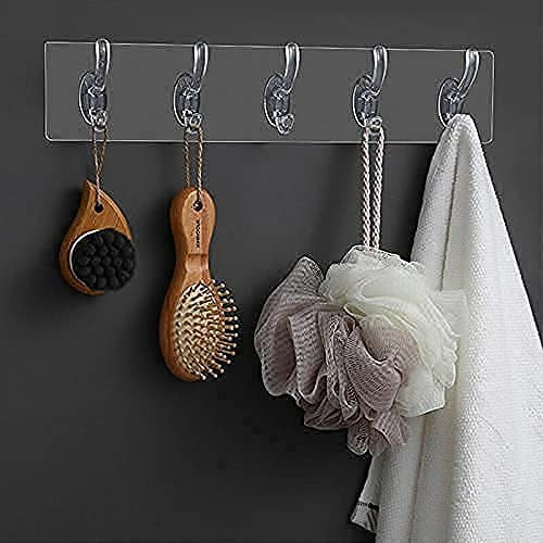 Plastic Adhesive 6 Hook Sticker Patti – Wall Mounted Self-Adhesive Hooks for Kitchen, Bathroom & Home Organization