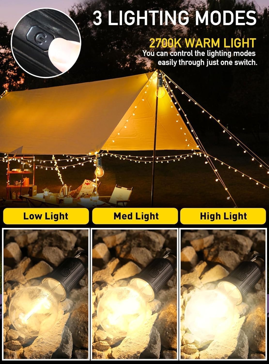 Rechargeable Camping Hanging Bulb ā Portable LED Tent Light, Emergency USB Lamp