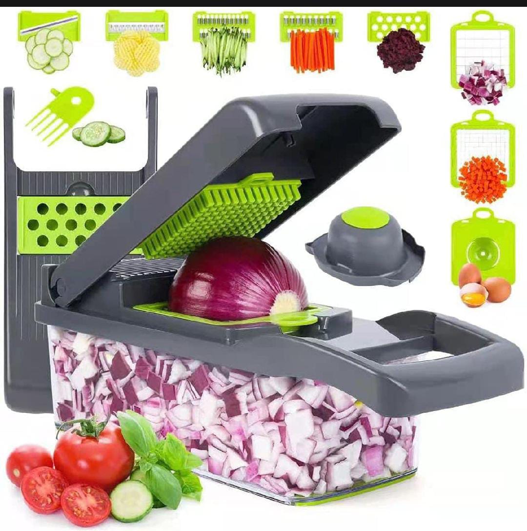 16 in 1 Multifunctional Vegetable Chopper and Slicer – Stainless Steel Kitchen Food Cutter Tool
