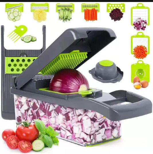 16 in 1 Multifunctional Vegetable Chopper and Slicer – Stainless Steel Kitchen Food Cutter Tool

