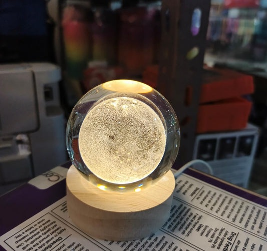 3D Ball Crystal Glass LED Table Lamp – Random Design, Decorative Night Light for Bedroom & Living Room
