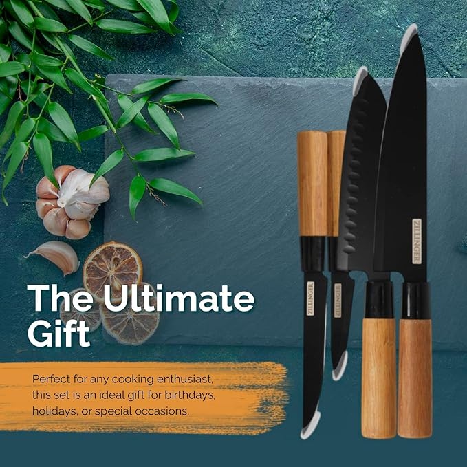 4-piece Japanese Zillinger Knife Set with high carbon stainless steel blades and ergonomic handles
