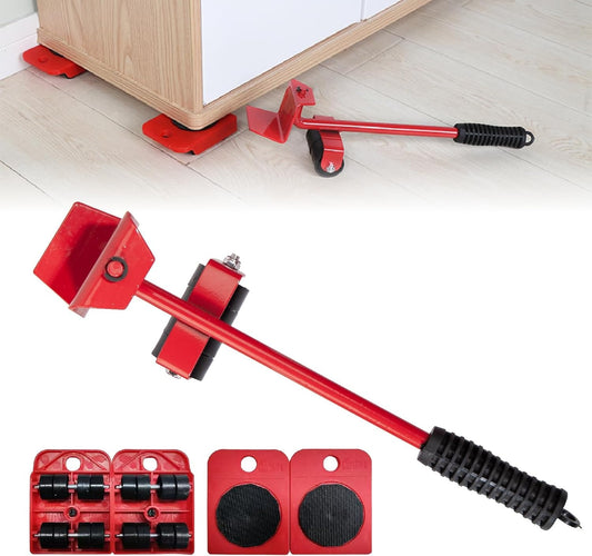 Heavy Duty Furniture Mover Set with Lifter Bar and 4 Wheel Rollers for Easy Appliance Moving