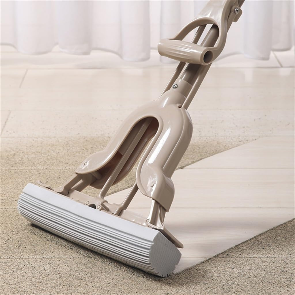 MAKEJ Folding Squeeze Sponge Mop – Super Absorbent Floor Mop for Tile, Wood & Marble Cleaning