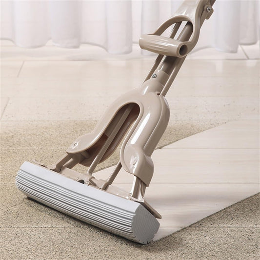 MAKEJ Folding Squeeze Sponge Mop – Super Absorbent Floor Mop for Tile, Wood & Marble Cleaning
