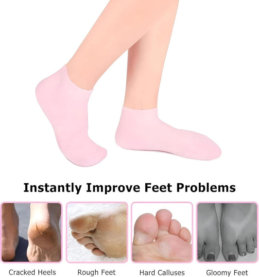 Silicone Gel Heel Moisturizer – Repair Cracked Heels, Hydrate Dry Feet, Overnight Treatment, Reusable & Comfortable Foot Care Solution