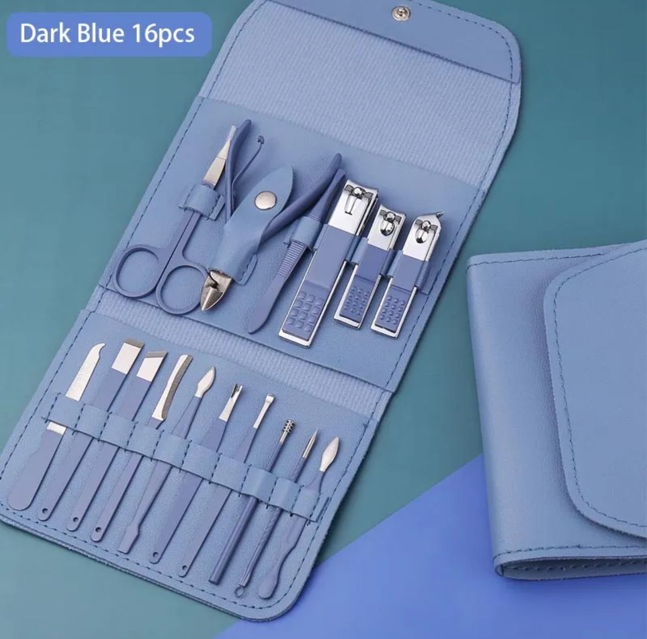 Professional Manicure Pedicure Grooming Kit – 16pcs Stainless Steel Nail Clipper Set with Box, High Quality