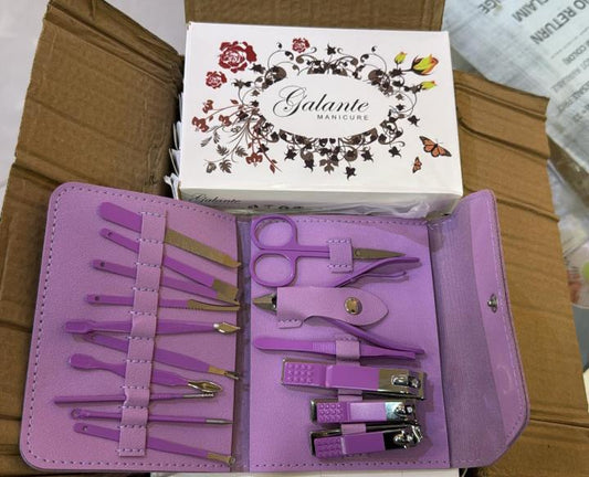 Professional Manicure Pedicure Grooming Kit – 16pcs Stainless Steel Nail Clipper Set with Box, High Quality