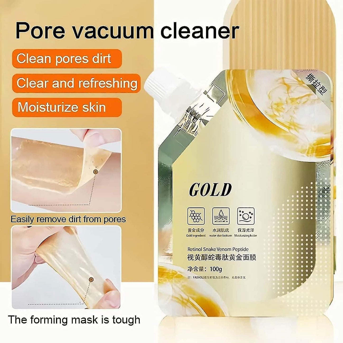 Retinol Gold Mask – Deep Moisturizing, Brightening, Anti-Aging, Lifting Oil Tear-Off Face Mask