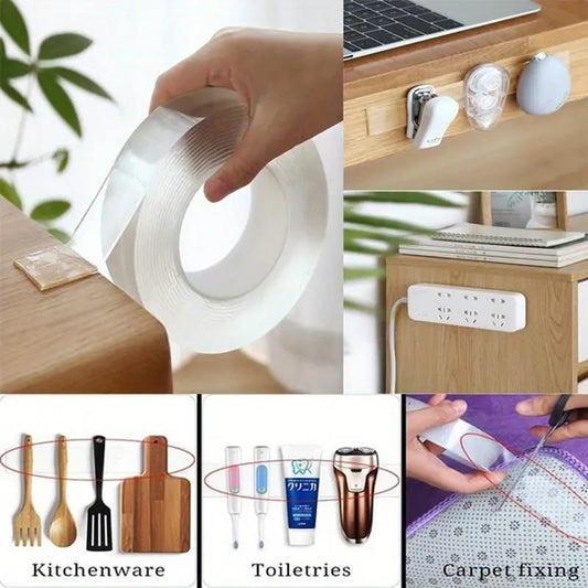 BOSS TAPE Nano Double Sided Adhesive Tape – Washable, Reusable, Heavy Duty High Resistance Carpet & Wall Mount Tape (3 Meters)
