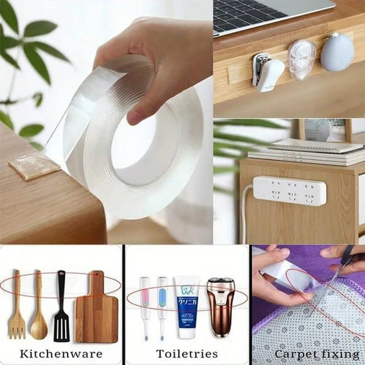 BOSS TAPE Nano Double Sided Adhesive Tape – Washable, Reusable, Heavy Duty High Resistance Carpet & Wall Mount Tape (3 Meters)