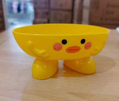 1pc Cute Duck Design Oval Plastic Soap Dish with Drainage – Durable Bathroom & Kitchen Sink Organizer