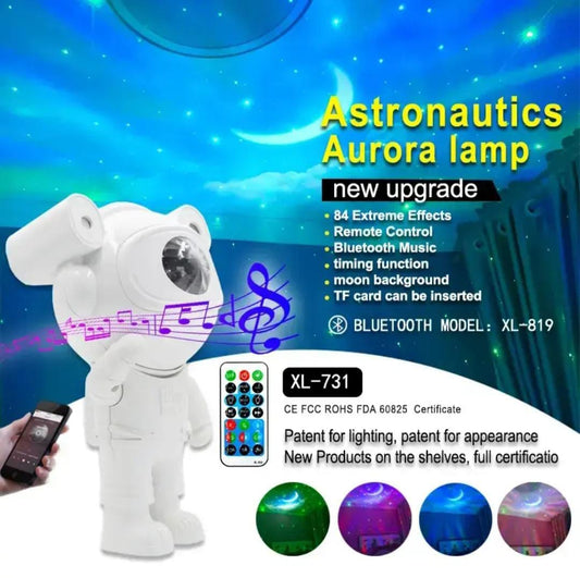 Sky Moon Galaxy Astronaut Star Projector – RGB Remote Control LED Night Light with Bluetooth Speaker & USB Power