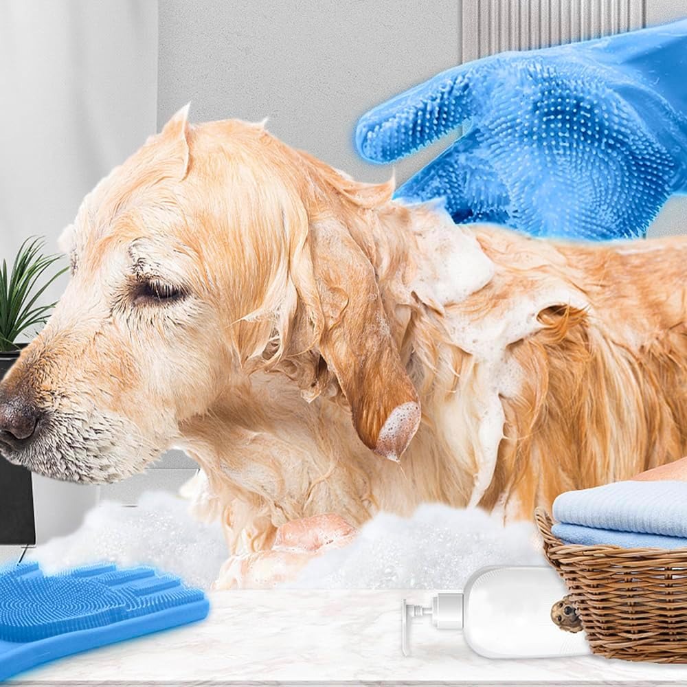 Transfree Pet Grooming Gloves – Massage, Bathing & Hair Removal for Dogs & Cats | Shedding & Cleaning Brush