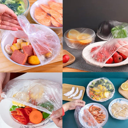 100Pcs White Fresh-Keeping Bags – Reusable Elastic Food Lids for Kitchen Storage, Leftovers & Meal Prep