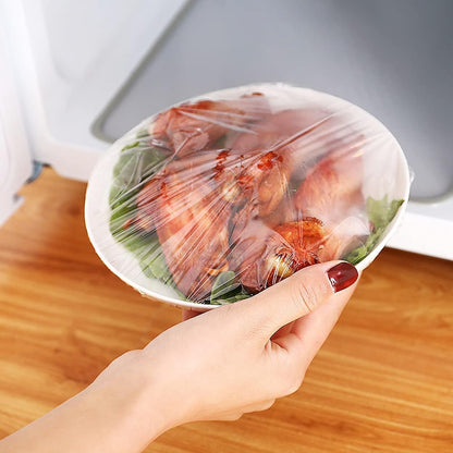 100Pcs White Fresh-Keeping Bags – Reusable Elastic Food Lids for Kitchen Storage, Leftovers & Meal Prep