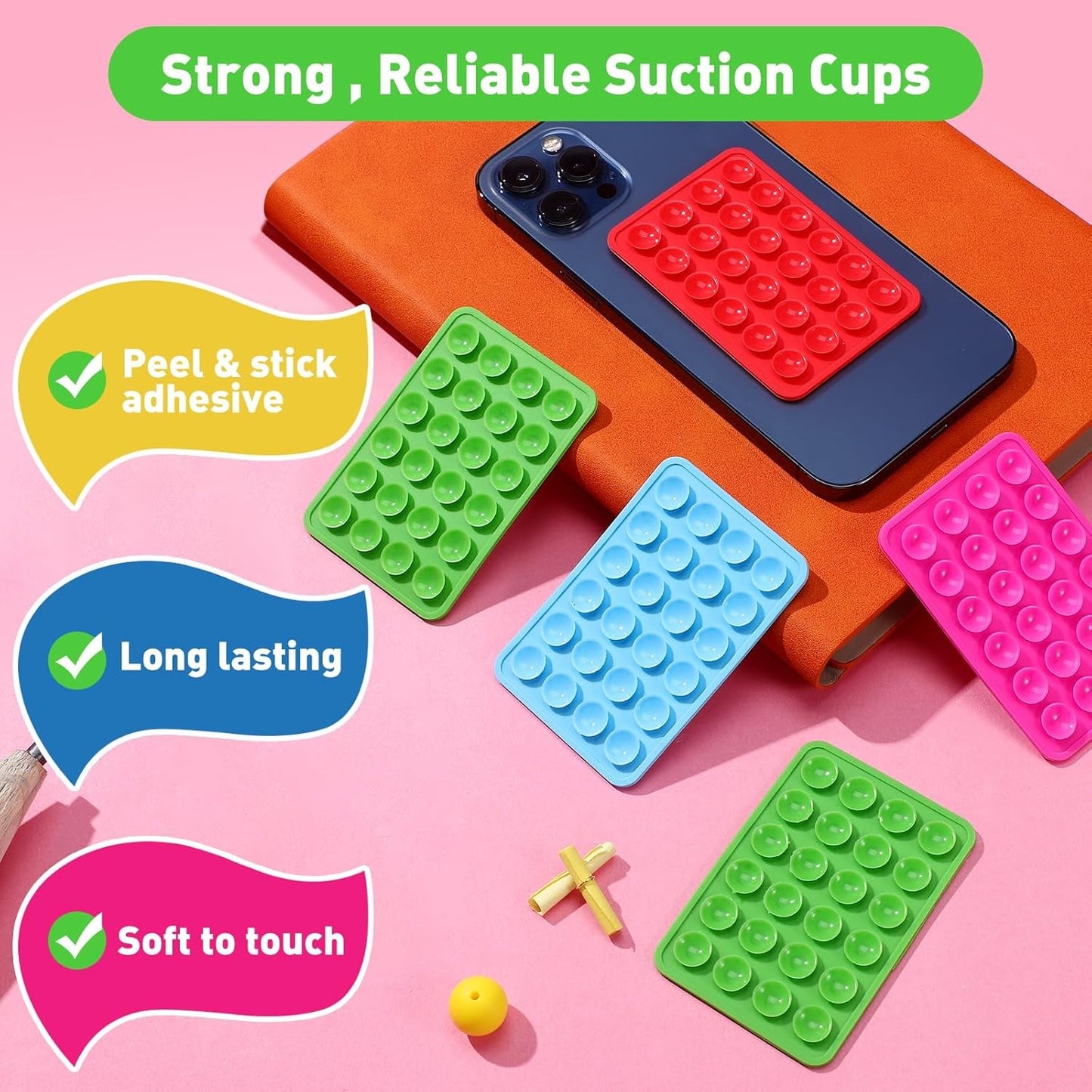 Silicone Suction Phone Case – Adhesive Sticky Pads Grip Mount for Mobile & Videos