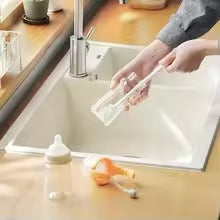 1pc Soft Silicone Bottle Brush – Long Handle Foldable Cleaning Brush for Kitchen, Bathroom, Living Room & Outdoor Use
