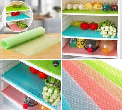 Pack of 4 Pcs Refrigerator Mats Sheets – Washable, Anti-Slip, Multi-Purpose Kitchen Shelf Liners