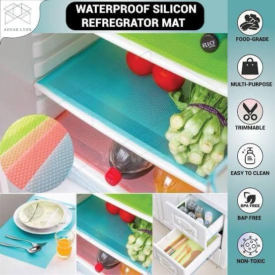 Pack of 4 Pcs Refrigerator Mats Sheets – Washable, Anti-Slip, Multi-Purpose Kitchen Shelf Liners