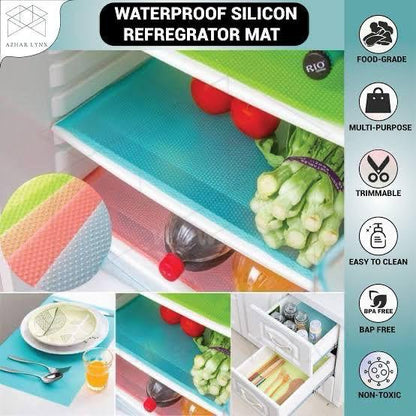 Pack of 4 Pcs Refrigerator Mats Sheets – Washable, Anti-Slip, Multi-Purpose Kitchen Shelf Liners