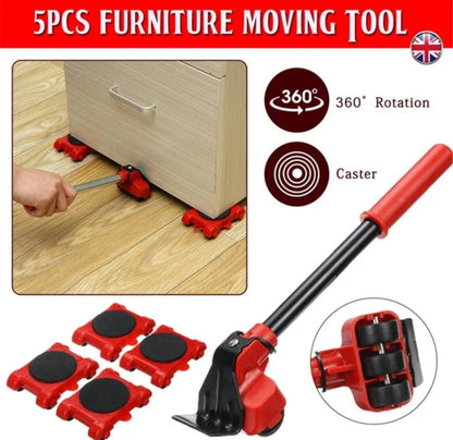 Heavy Duty Furniture Mover Set – Transport Lifter & Moving Wheel Roller with Bar Tool for Heavy Furniture & Appliances