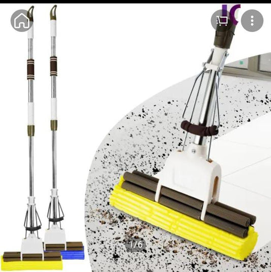 MAKEJ Folding Squeeze Sponge Mop – Super Absorbent Floor Mop for Tiles, Wooden & Marble Floors | Easy Cleaning Household Mop