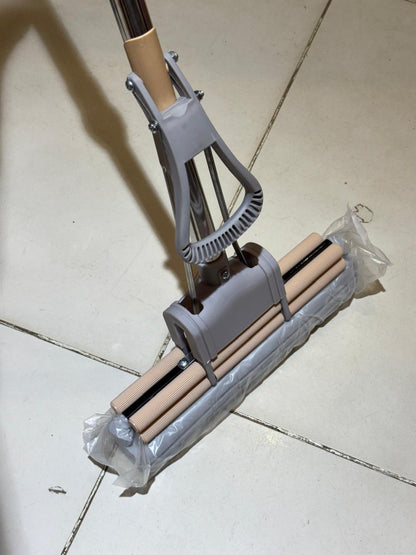 MAKEJ Folding Squeeze Sponge Mop – Super Absorbent Floor Mop for Tiles, Wooden & Marble Floors | Easy Cleaning Household Mop