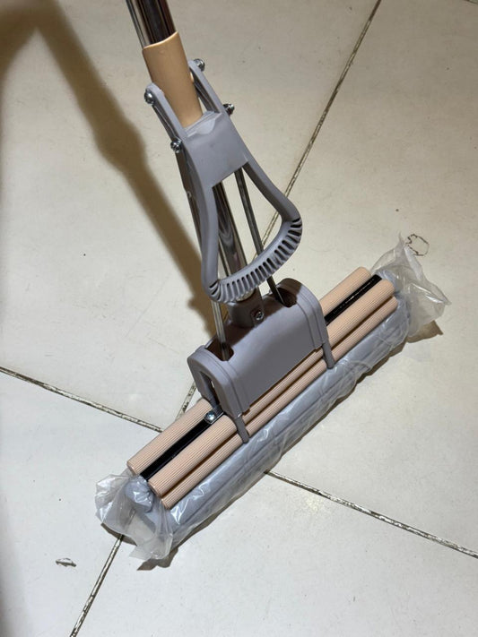 MAKEJ Folding Squeeze Sponge Mop – Super Absorbent Floor Mop for Tiles, Wooden & Marble Floors | Easy Cleaning Household Mop