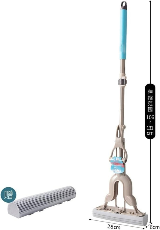 MAKEJ Folding Squeeze Sponge Mop – Super Absorbent Floor Mop for Tiles, Wooden & Marble Floors | Easy Cleaning Household Mop