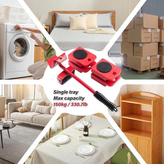 Heavy Duty Furniture Mover Set – Transport Lifter & Moving Wheel Roller with Bar Tool for Heavy Furniture & Appliances