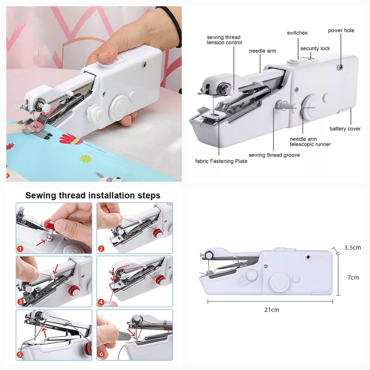 Handheld Mini Stitching Machine – Portable Handy Sewing Machine for Quick Repairs | Cell Operated Tailoring Tool