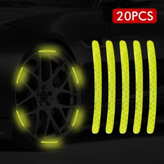 20pcs Reflective Wheel Rim Stickers – Car, Bike & Motorcycle Hub Stripe Decals | Night Safety Warning Stickers