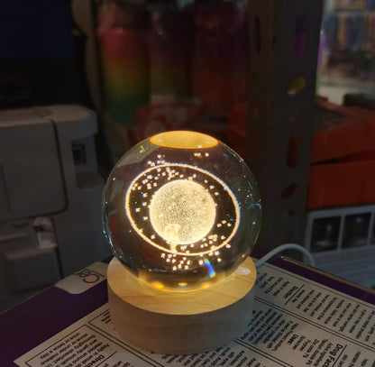 3D Ball Crystal Glass LED Table Lamp – Random Design | Decorative Night Light for Bedroom, Living Room & Gifts