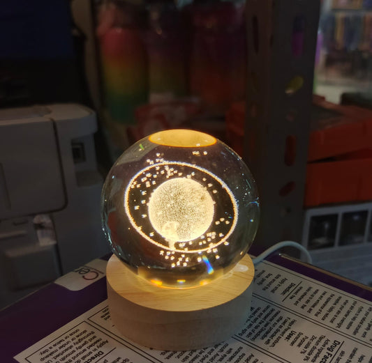 3D Ball Crystal Glass LED Table Lamp – Random Design | Decorative Night Light for Bedroom, Living Room & Gifts