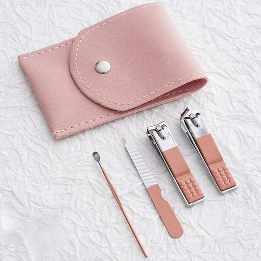 4pcs/set Stainless Steel Manicure Pedicure Set for Men & Women – Nail Clippers, Scissors & Earpick