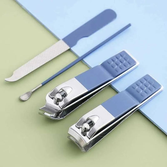 4pcs/set Stainless Steel Manicure Pedicure Set for Men & Women – Nail Clippers, Scissors & Earpick