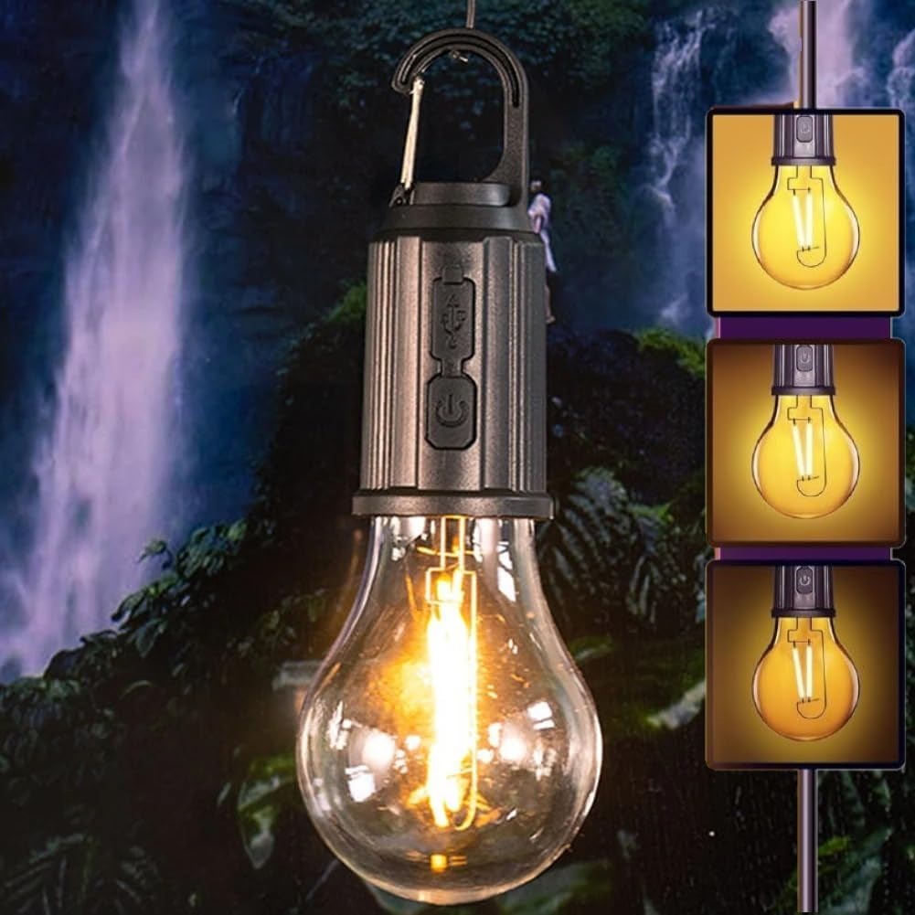 Rechargeable Camping Hanging Bulb – Portable LED Tent Light, Emergency USB Lamp