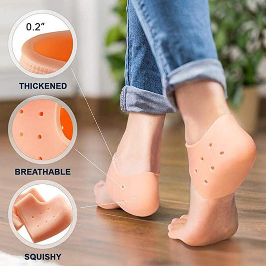 Silicone Half Heel Protector Socks – Moisturizing Heel Cushion Inserts, Foot Care Socks, Shoe Bite Protector Combo