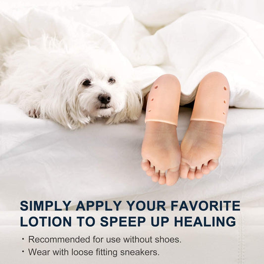 Silicone Half Heel Protector Socks – Moisturizing Heel Cushion Inserts, Foot Care Socks, Shoe Bite Protector Combo