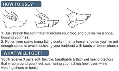 Silicone Half Heel Protector Socks – Moisturizing Heel Cushion Inserts, Foot Care Socks, Shoe Bite Protector Combo