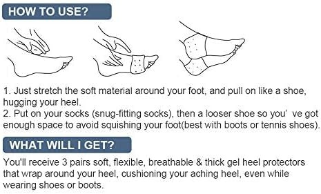 Silicone Half Heel Protector Socks – Moisturizing Heel Cushion Inserts, Foot Care Socks, Shoe Bite Protector Combo