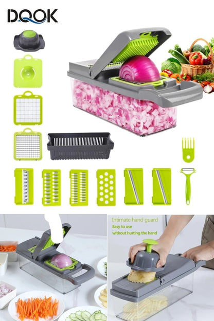 16 in 1 Multifunctional Vegetable Chopper & Slicer – Kitchen Food Cutter, Dicer, Grater & Slicer Tool
